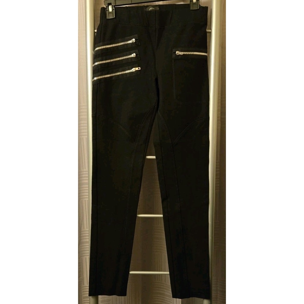 Joseph Black Diamond Stretch Gabardine Rocket Trousers Sz 4 (US) Zipper Accents